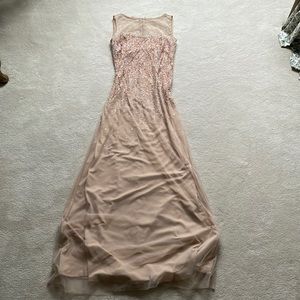 JS Collections Beaded Neutral Peach Gown Size 4 in Great Condition